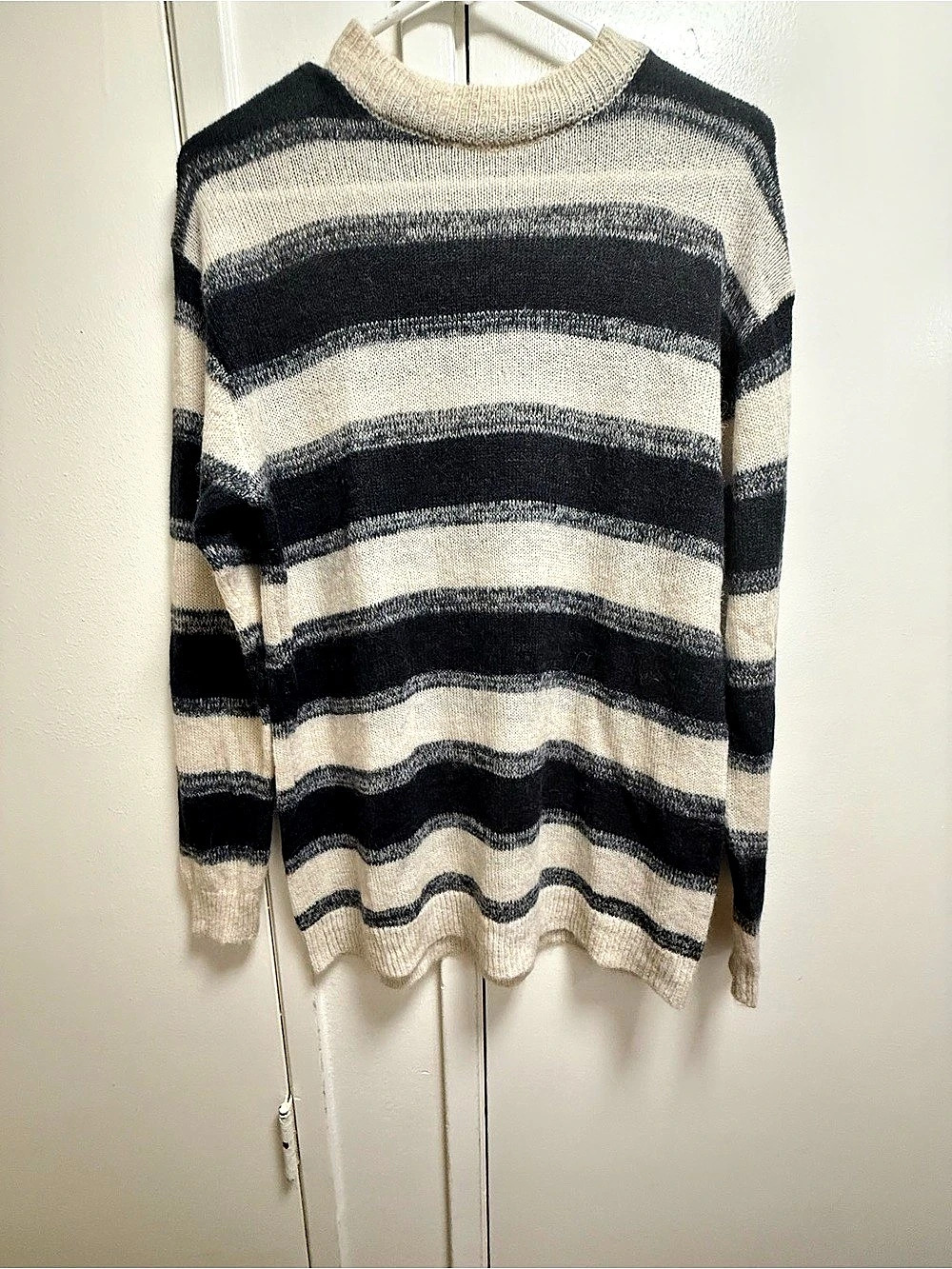 Striped Sweater in Black & Cream Like New